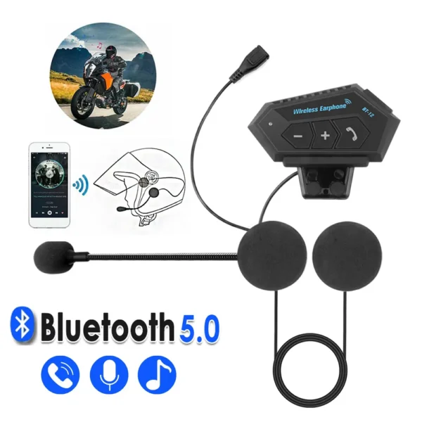 Fone Intercomunicador Capacete Bluetooth 5.0 a Prova Dagua com Radio FM